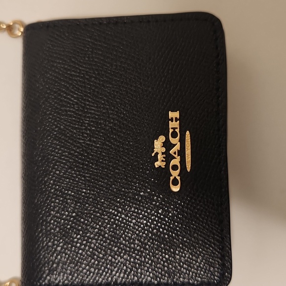 Coach Women's Black/Gold Mini Wallet on a Chain - Picture 3 of 14